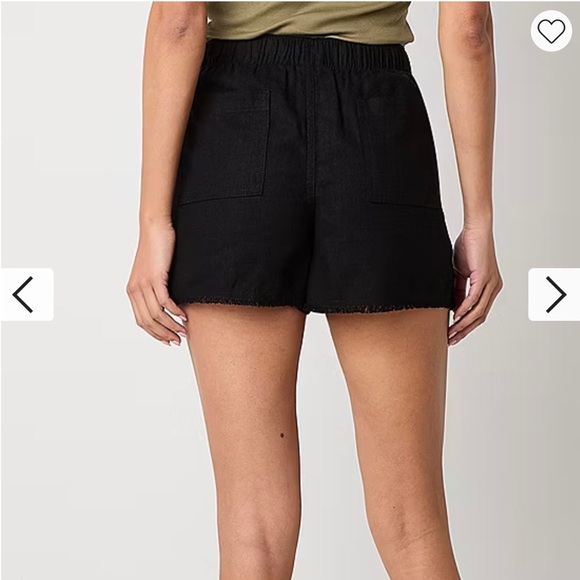 a.n.a Women’s Mid-Rise 3 1/2" Pull-On Linen Blend Short Black Pockets Size M - Picture 3 of 7